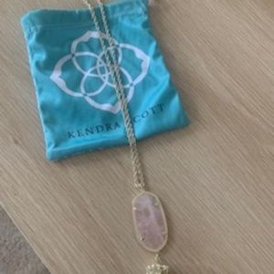 Kendra Scott gold necklace w/ pink stone
